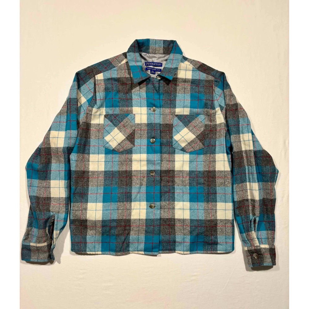Pendleton Tuckeroo Mens XL Vintage Fit Blue Plaid 100% Virgin Wool Shirt Jacket